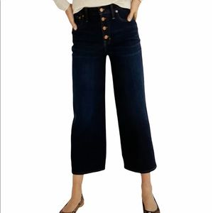 Madewell Wide-Leg Crop Jeans in Hayes Wash: Button-Front Edition Size 26